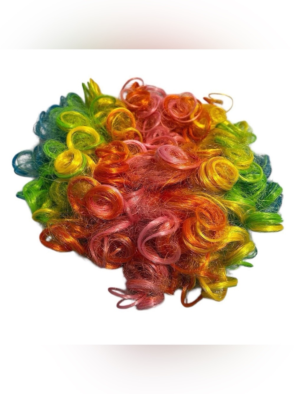 Vtg Clown wig Rainbow Curly Wig - Multicolor
